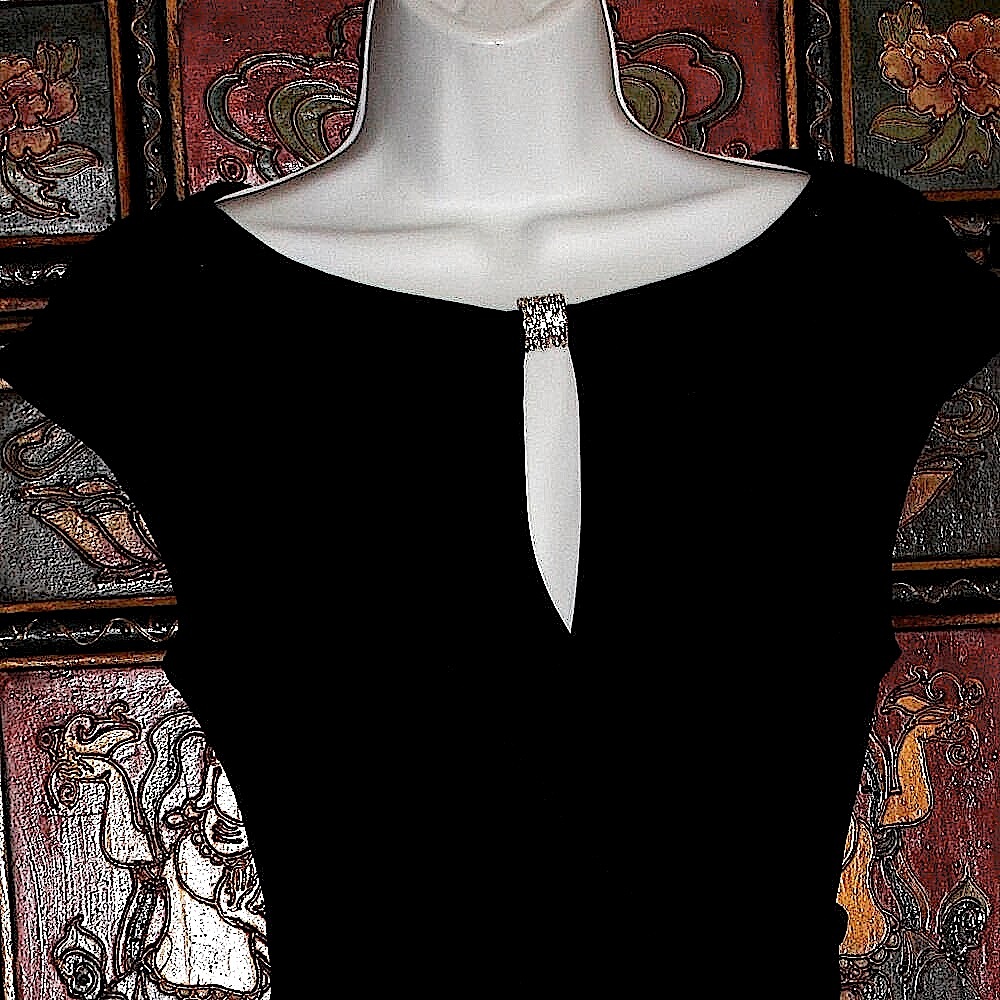New Nipon Boutique Black Ruched Midi Dress.